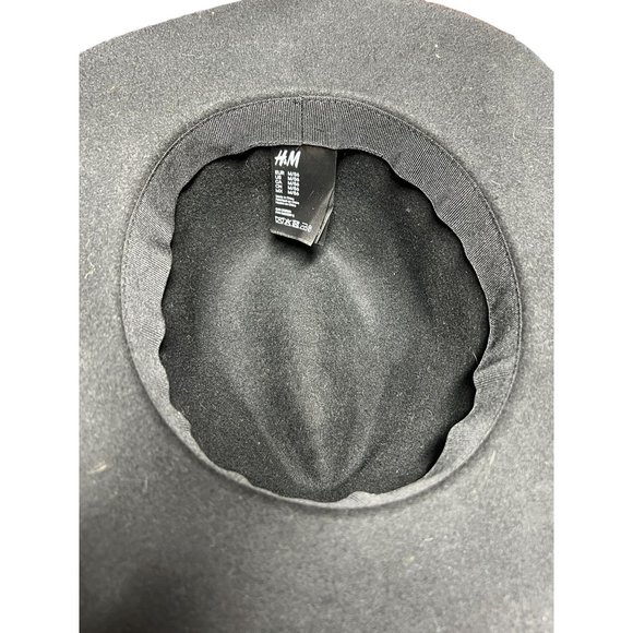 H&M Women Black  Wool Hat Floppy Ribbon Band Size M/56 Fedora - Picture 4 of 5